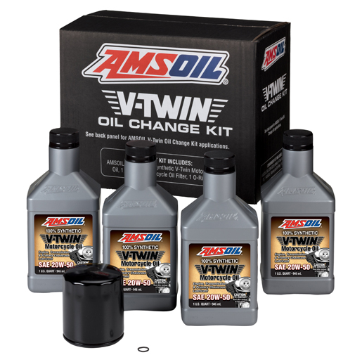 AMSOIL 20W-50 Synthetic V-Twin Oil Change Kit – 4 Quarts with Black Filter - AMSOIL